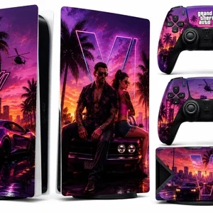 کاور PS5 طرح GTA VI Vice City با رنگ‌های نئونی